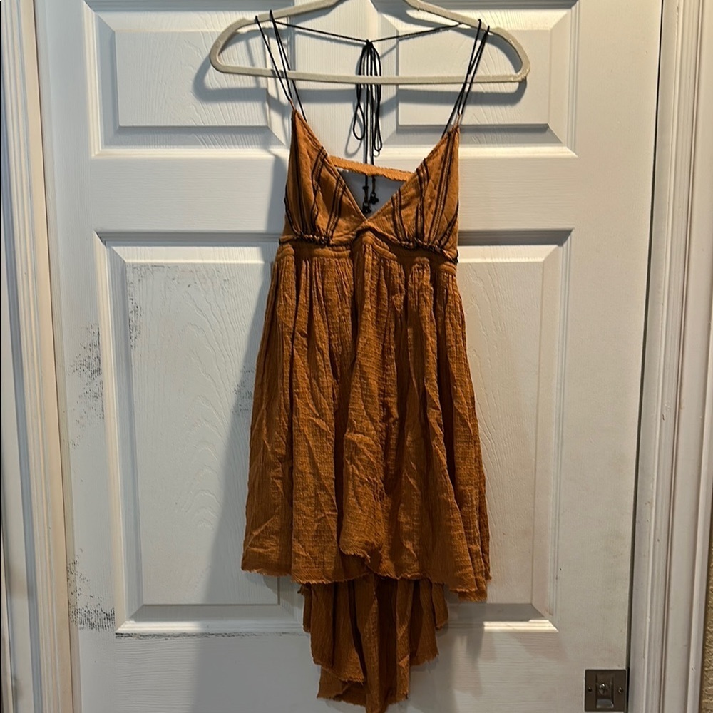 Free People Rusty Orange Strappy Mini Dress